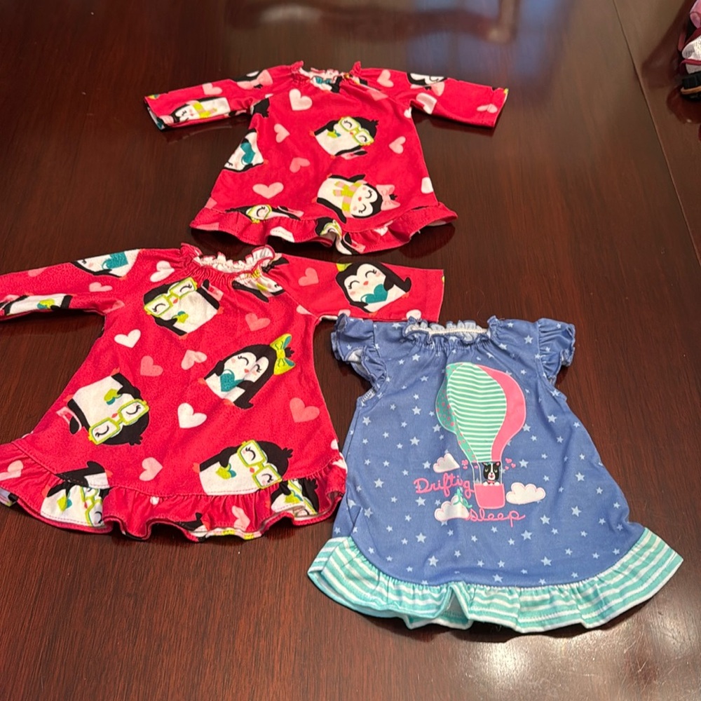 3 Night Gowns for American Girl Dolls. Not American Girl Doll Brand